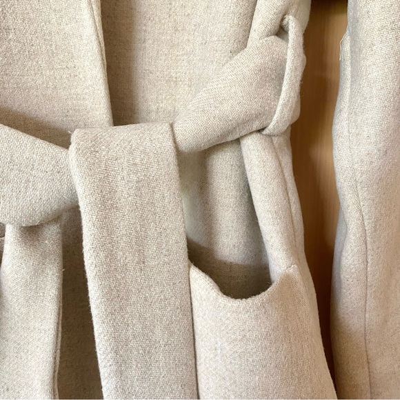 Zara wool blend belted wrap coat cream - Picture 11 of 13